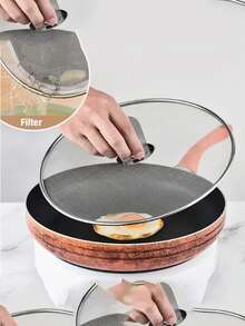 1/3pcs Set Stainless Steel Frying Pan Splash Guard, Foldable Handle Grease Lid, Mesh Oil Splash Cover, Suitable For Kitchen Cooking And Dining - Multicolor - View 12