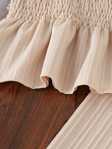 2件套女童夏季吊带背心上衣和裤子套装 - 黃色 - 查看 5