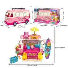 Portable Campervan Toy Set, Role-Playing Scene Dollhouse Mini House, Family Toy, Openable Miniature Campervan, Dollhouse, Role-Playing, Suitable For Girls Aged 3, 4, 5, And 6 As Gifts, Holiday Surprises, Growth Rewards, And Educational Toys. - Pink - View 7