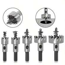 16-30mm High Speed Steel Hole Punch Set, 5pcs Titanium Coated Stainless Steel Stepped Drill Bits And 5pcs Hex Wrenches, Metal Thin Plate Drilling, Aluminum Drilling, Industrial Grade Material, Handcraft Hobbyist