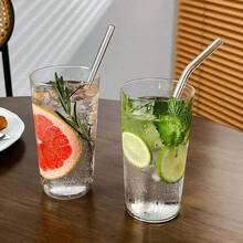 2/5/10 pièces Pailles en verre avec brosse de nettoyage, convient pour boire des boissons froides/chaudes, jus, lait, réunions de famille, vacances, cadeaux. Applicable pour la maison, la cuisine, le restaurant, le bar à musique, les fêtes, les anniversaires, les mariages - Multicolore - Voir 5