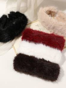 1pc New Autumn/Winter Plush Headband, Women's Soft Style, Face-Framing, Versatile & Warm Hair Accessory - Multicolor - View 2