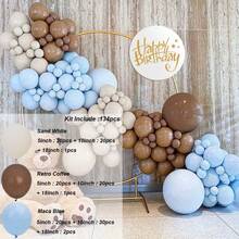134pcs Brown Coffee Beige Blue Balloon Garland Arch Kit 1st Boy Birthday Decorations Baby Shower Balloons Set Christening Baptism Party Decor Supplies - Multicolor - View 6