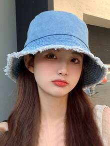 Topi Bucket Gaya Jepang untuk Wanita, Topi Pelindung Matahari Serbaguna Kasual, Topi Tahan Angin dan Perlindungan UV Warna Polos Modis dari Poliester, Cocok untuk Musim Semi dan Musim Panas, Pantai, Liburan, Perjalanan - topi - View 1