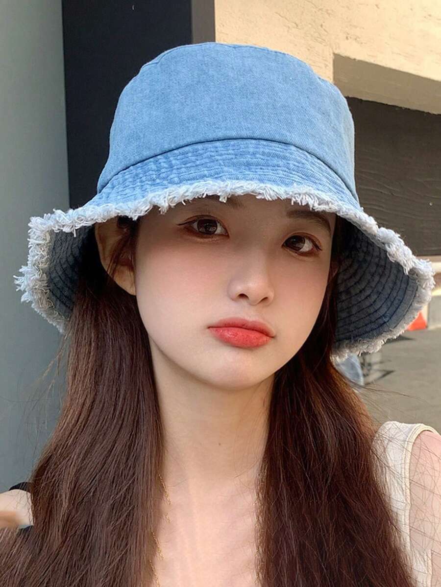 Topi Bucket Gaya Jepang untuk Wanita, Topi Pelindung Matahari Serbaguna Kasual, Topi Tahan Angin dan Perlindungan UV Warna Polos Modis dari Poliester, Cocok untuk Musim Semi dan Musim Panas, Pantai, Liburan, Perjalanan - topi - View 1