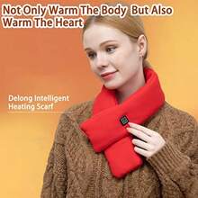 Unisex USB Heated Scarf, 100% Polyester Knit, 3 Heat Settings, Washable, Portable Electric Neck Warmer For Winter, Suitable For All Seasons - Multicolor - View 2