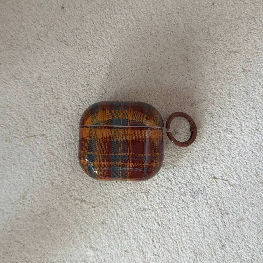 Plaid Bear Wrist Strap Compatible With Airpods Pro 3, 4 Wireless Bluetooth, Compatible With Apple 1/2, Soft Case For New Pro 2, Anti-Drop Protective Cover - Brown - View 1