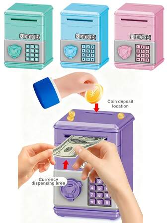 Kids ATM Cash Box, Mechanical Lock & Password Lock, Creative Storage Box, Kindergarten Children's Birthday Gift Toy, Key Storage Cabinet