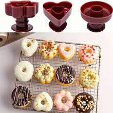 1 Set Donut Baking Mold - Heart, Flower And Round Cake Molds, Non-Stick Silicone Donut Baking Pan, DIY Dessert And Pastry Maker, Make Your Own Donuts And Pastries, Great For Valentine's Day, Christmas, Halloween, Birthday Party Baking And Gifting