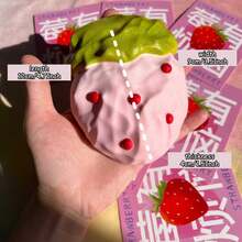Cream Pink Strawberry Slow Rebound Squeeze Toy, Soft Healing Stress Relief Gadget, Girly Fluffy Strawberry Squeeze Toy With Plush Slow Rebound Texture, Fresh Sweet Atmosphere, Portable Relaxation Toy, Interactive Gift, Perfect For Birthday, Gift - Multicolor - View 5