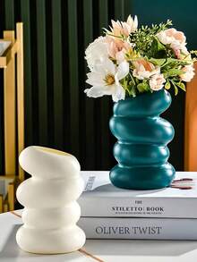 Jarrón espiral de estilo nórdico, jarrón de flores creativo, decoración de jarrón de escritorio, adecuado para sala de estar, oficina, balcón, para flores secas y frescas, artículo esencial de decoración del hogar - Nuevo estilo - Ver 8