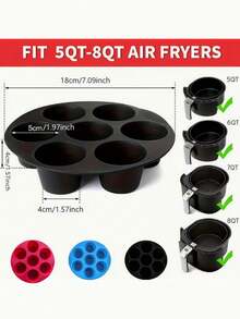 2/1个空气炸锅硅胶烘焙模具，1个煎饼杯模具，不粘硅胶纸杯蛋糕衬垫，空气炸锅煎饼和蛋糕配件，非电动硅胶烘焙模具 - 彩色 - 查看 8