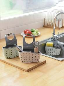 1pc Adjustable Modern Kitchen Sink Organizer - Multifunctional Plastic Hanging Basket With Drainage, Dish Rack, Sponge & Produce Holder, Drying Rack, Sink Drain Rack, Dish Soap Sponge Holder, Kitchen Accessories