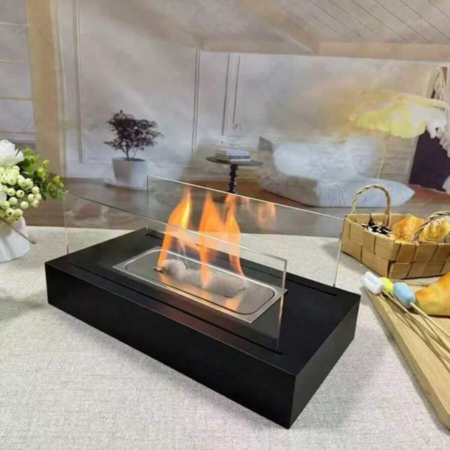 Decorative Fireplace Heater, Cylindrical Glass Decorative Flame Chimney, Suitable For Barbecue Tables, Home Gatherings, Birthday Gifts, Weddings, Events, Outdoor Bars, Cafes, Camping, Restaurants, Bedrooms, Christmas And Other Occasions. Random Style Shipped.