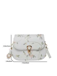 Bolso bandolera mini con bordado floral minimalista (patrón aleatorio) - Blanco - Ver 10