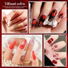 LIMEGIRL Set de 9 piezas de 8ml de esmalte de uñas en gel en tonos rojos, marrones y naranjas - Kit de manicura semi-permanente removible con luz UV LED en tonos cálidos de otoño, adecuado para salón y regalo - Multicolor - Ver 4