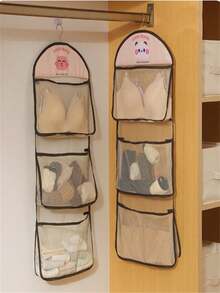 2 piezas/1 pieza Bolsa de malla colgante, bolsa de almacenamiento de lavandería transpirable y lavable de poliéster, bolsa de clasificación de ropa interior y calcetines montada en la pared, organizador de dormitorio, organizador, almacenamiento doméstico, se puede usar para guardar ropa blanca de mujer, pantalones negros de mujer