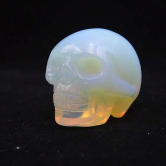 Natural Crystal Skull Figurine, Jade Stone Human Skull Crafts, Halloween Decor, Various Colors