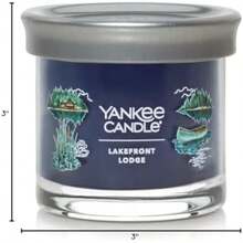 Yankee Candle - Vela perfumada de pilar mediano con hasta 115 horas de combustión, mezcla de cera de plantas premium para quemaduras constantes, vela de pilar de 14 onzas con fragancia de relleno de(Lodge frente al lago Signature Small Tumbler) - Multicolor - Ver 3