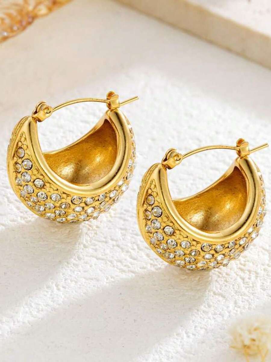 1 Pair Personalized Stainless Steel Lantern Stud Earrings Shining Cubic Zirconia 18K Plating Luxury Fashion Boost Elegant Suitable Woman Dinner Party Versatile Personalized Send Friend Lover Valentine's Day Festival Small Gifts - Multicolor - View 1