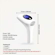 1pc 900,000 Pulse IPL Hair Removal Device, 8 Adjustable Levels, Handheld LCD Display Laser Hair Remover, Suitable For Women's Body, Bikini Line, Intimate Area, Professional Permanent Painless Hair Removal, Manual And Auto Modes Available