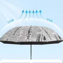 1pc Fully Automatic Newspaper Umbrella, Black Coating UV Protection Sun Umbrella, Dual Use Umbrella, 3-Fold Umbrella, Unisex Rain Umbrella
