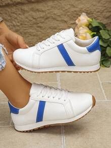Casual Girl Party Shoes, Women's Sneakers, Fashion Athletic Flat Shoes - White - View 2