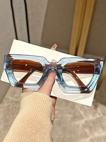 Classic Retro Women's Fashion Glasses, Geometric Frame Transparent Lens Reading Flat Lens, Unisex Light,Marriage, Party, Music Festival, Reading, Street Photography Check-In, Ladies' Glasses - Trong sáng - Xem 2