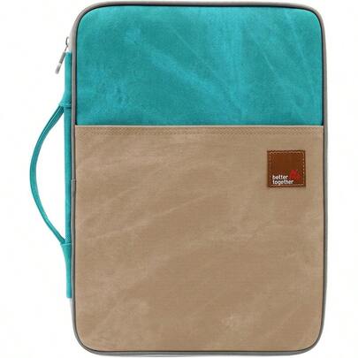 Mygreen Zipper Portfolio Organizer A4 Note Pouch-Waterproof Document Bags/Zipper Binder/Paper Case Green And Khaki MG21607GNK