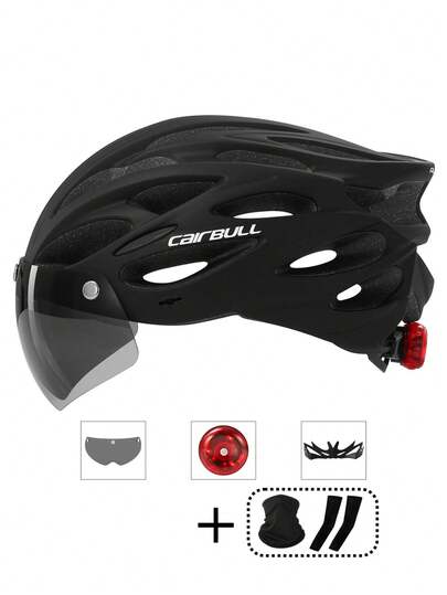 Ultralätt cykelhjälm utomhus motorcykel cykel baklykta hjälm avtagbar linsvisir mountainbike racercykelhjälm