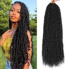 FULCRUM 6-24 Inch Passion Twist Crochet Hair Pre-Twisted Passion Twist Hair Pre-Looped Bohemian Crochet Braids Natural Black Synthetic Hair Extensions For Women & Girls - Black - View 2