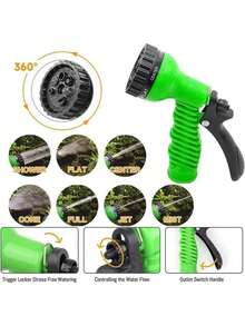 高压洗车水枪带伸缩软管 - 塑料花园软管喷枪，适用于家庭、车辆和户外清洁，可伸缩淋浴管，用于洗车和浇花 - 彩色 - 查看 4