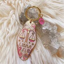 New Constellation Bag Charms Enamel Motel Keychain Twelve Zodiac Metal Jewelry Bohemian Style Trinkets Gift For Family Friend - Nhiều màu - Xem 4