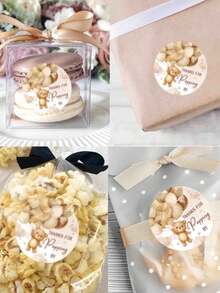 Stickers Thank You Baby Shower Supplies Sticker Mother To Be Lables Birthday Party Decorate Favor Decor Gender Reveal Ready To Pop Stickers, Box Seal Sticker, Gift Box Decor Bag Packaging Label, Sealing Decals,Thanks For Popping By - Shape - View 1