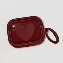 5件套酒红色心形保护壳 适用于Apple 18-20W充电器、数据线保护套