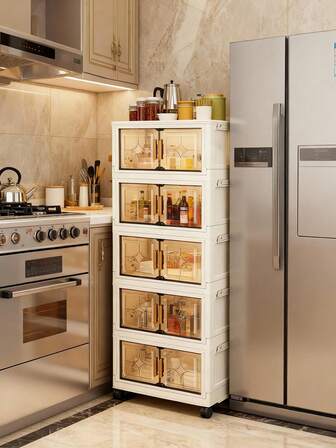 1個(38cm/14in -58cm/22in)幅広収納キャビネット、小型折りたたみ収納ボックス、キッチンダイニング食器棚、キッチンラック、リビング玩具収納、狭い空間用オーガナイザー、キッチンスライドアウトキャビネット、クリスマスプレゼント、収納ボックス、ベッド下収納