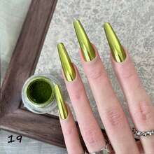 1 件装全息铬粉，闪亮亮片美甲粉，配双头眼影刷，适合美甲装饰