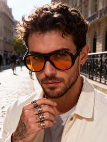 1pc Fashionable Men's Glasses With A Retro Personalized, Suitable For Daily Wear, Vacation, And Travel