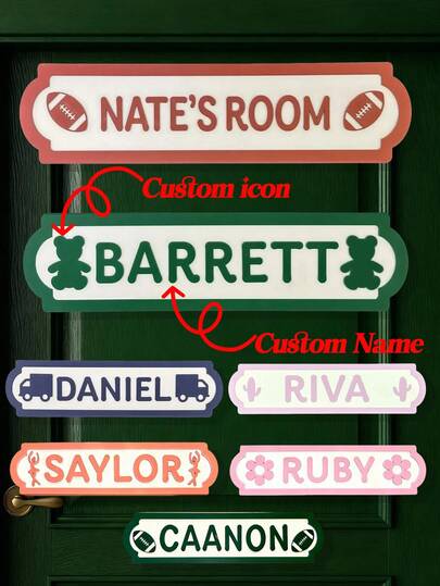 ป้ายชื่อที่ปรับแต่งได้ เหมาะสำหรับตกแต่งห้อง, ของตกแต่งแขวนผนัง, ของตกแต่งห้องส่วนบุคคล, ป้ายตกแต่งผนัง, ของขวัญวันเกิด