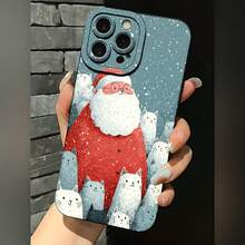 2026 nueva funda de teléfono esmerilada, funda de teléfono de Santa Claus con gatos diseño navideño para  17 15 Pro Max  17 14 Pro  17 13  17 12  Galaxy S23 S22 S21 funda protectora para teléfono regalo de pareja para novio novia regalo de vacaciones - Azul Klein - Ver 1