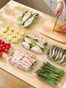 三层可叠放冰箱食品保鲜盒，带盖，适用于腌制肉类、培根和午餐肉。这些三层可叠放食品保鲜盒非常适合存放冷切肉、萨拉米香肠、熟肉和预制食品。它们也可用于食物冷藏和冷冻。 - 彩色 - 查看 5