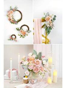 1pc Artificial Flower Box Set, Includes Fake Flowers, Suitable For DIY Decor, Wedding Bouquets, Luxury Boutiques, Home Decor (Pink), Valentine's Day & Spring - Multicolor - View 5