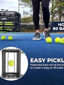 Tourna Ballport Deluxe - Tolva de Pelotas de Tenis con Ruedas, Capacidad para 80 Pelotas - Negro - Ver 5