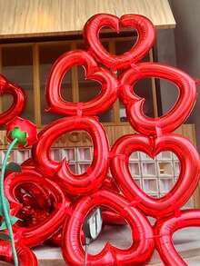 1/3个42英寸空心心形铝箔气球，巨型红色/粉色心形气球，适用于生日派对、婚礼、订婚、周年纪念、新娘送礼会、拍照、情人节浪漫装饰、心连心气球装饰 - 彩色 - 查看 9