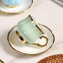 6 Sets Multi-Colored Ceramic Coffee Cups And Saucers, Suitable For Tea, Coffee, Milk, And Juice. Perfect For Home, Kitchen, Dining Room, And Leisure Settings. Especially Suitable For Outdoor Use, Weddings, Parties, Birthday Parties, And Banquets. - Multicolor - View 9