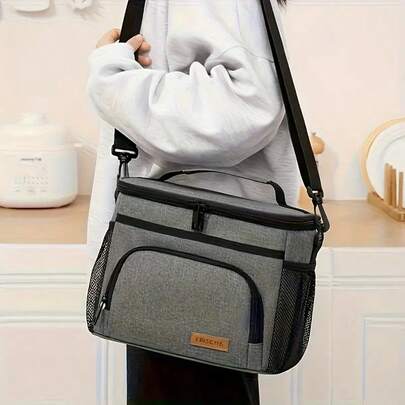 Bolsa de almuerzo aislada con correa ajustable para uso doméstico y de cocina | Gran capacidad, impermeable y a prueba de fugas | Multifuncional para oficina, viajes y picnics | Regalo de vacaciones | Correa para el hombro ajustable [26*20*17cm]