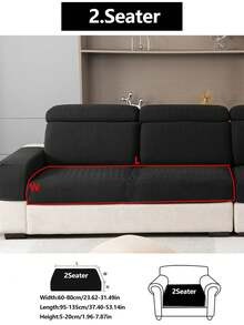 1件装弹力沙发套，防滑全覆盖沙发座套，四季皆宜，加厚面料，可机洗，防尘，宠物友好，装饰性沙发保护套，可调节尺寸，适用于转角沙发、卧室、办公室、客厅、L型沙发以及1/2/3/4人座沙发。 - 黑色 - 查看 15