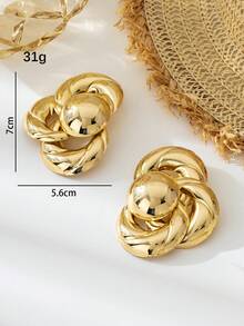 1 Pair Fashionable Minimalist Asymmetrical Geometric Wrap Clip-On Earrings, Gift For Women, Mother's Day