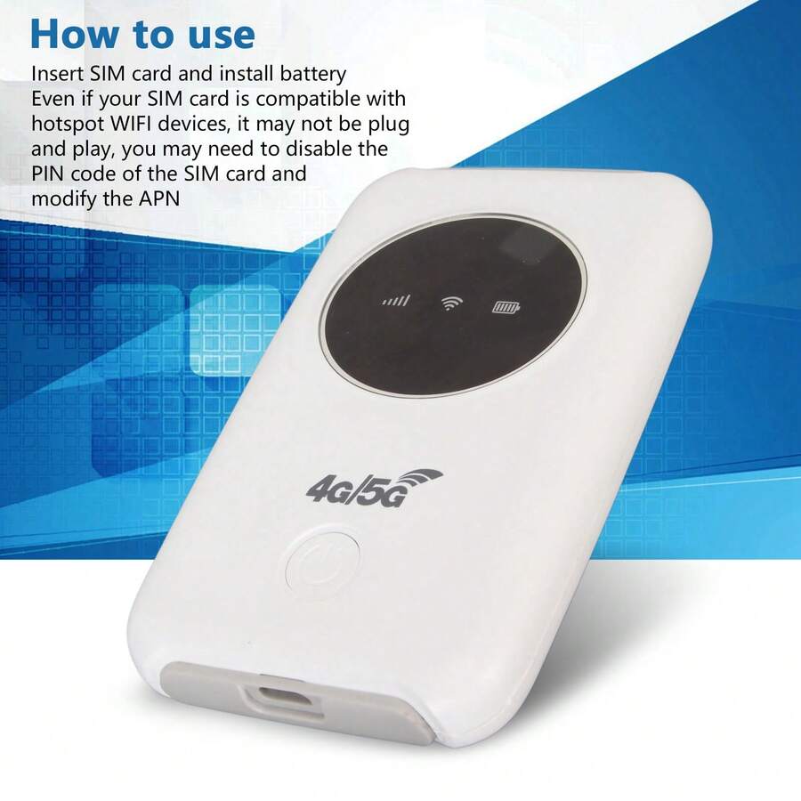4G LTE USB WiFi Modem 150Mbps Unlocked 4G WiFi SIM Card Slot Built In 3200MAh Wireless Portable WiFi Router (SIM Card Not Included) - 白色 - 查看 1