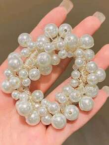 3 Stücke/1 Stück Frauen Weiß 9cm/3,54 Zoll Kunstperle Blume Strass Haargummis, modische vielseitige elegante minimalistische einfarbige Haaraccessoires, geeignet für Alltag, Lässig, Party, Pendeln, Urlaub, Pferdeschwanz, Dutt, Gesichtswäsche, Make-up, Outfit-Matching, Haargummis, Haargummibänder, Haarseile, Elastische Haargummis - Verschiedenfarbig - Übersicht 13